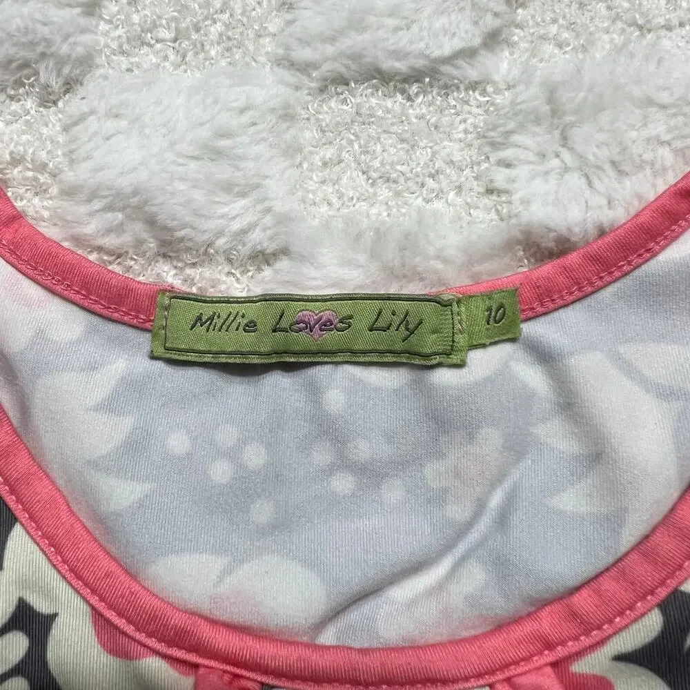Millie Loves Lily Girls Size 10 Dress Gray Pink Long Sleeve Stretch